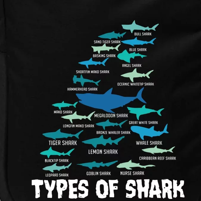 Types Of Shark Megalodon Great White Nurse Shark Impact Tech Backpack