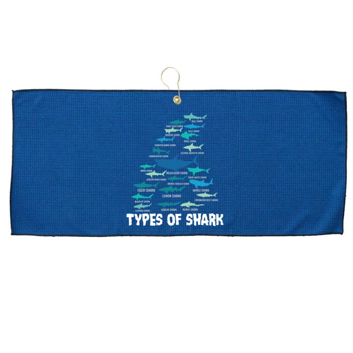 Types Of Shark Megalodon Great White Nurse Shark Large Microfiber Waffle Golf Towel