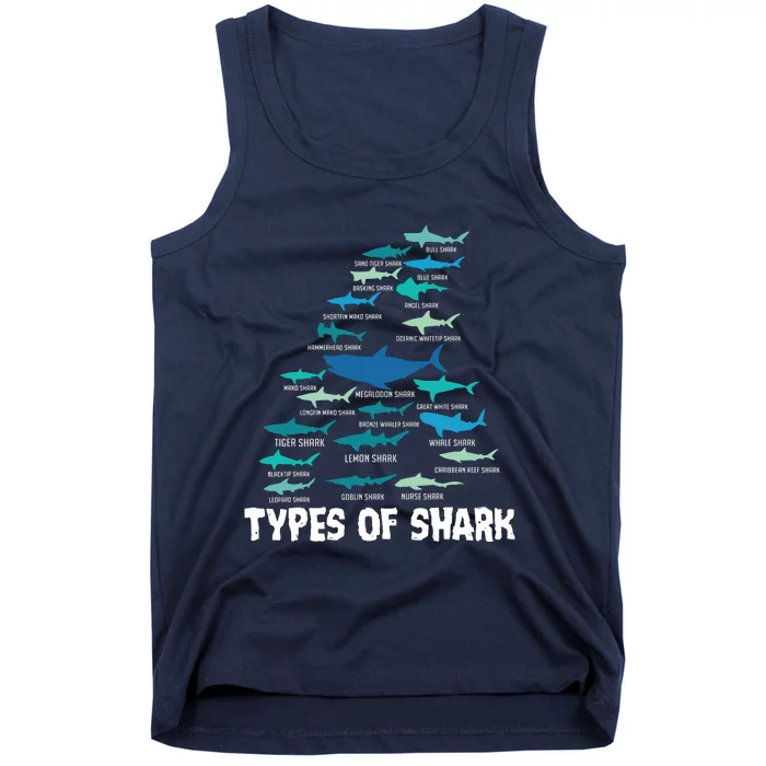 Types Of Shark Megalodon Great White Nurse Shark Tank Top