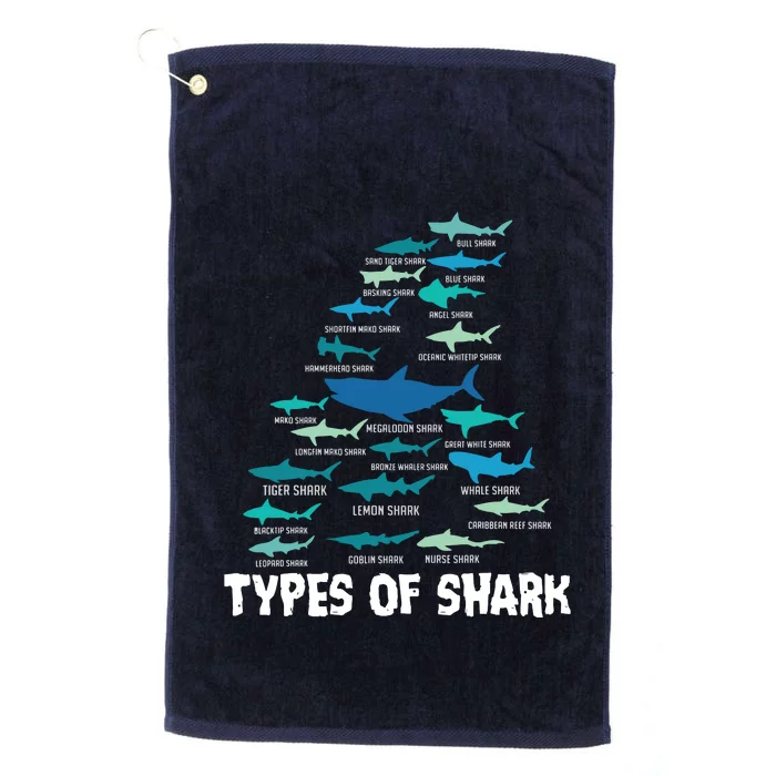 Types Of Shark Megalodon Great White Nurse Shark Platinum Collection Golf Towel