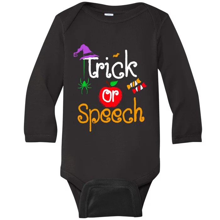 Tricks Or Speech Languages Teacher Halloween Costume Baby Long Sleeve Bodysuit