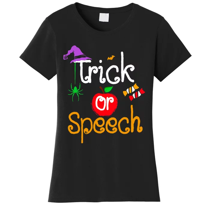 Tricks Or Speech Languages Teacher Halloween Costume Women's T-Shirt