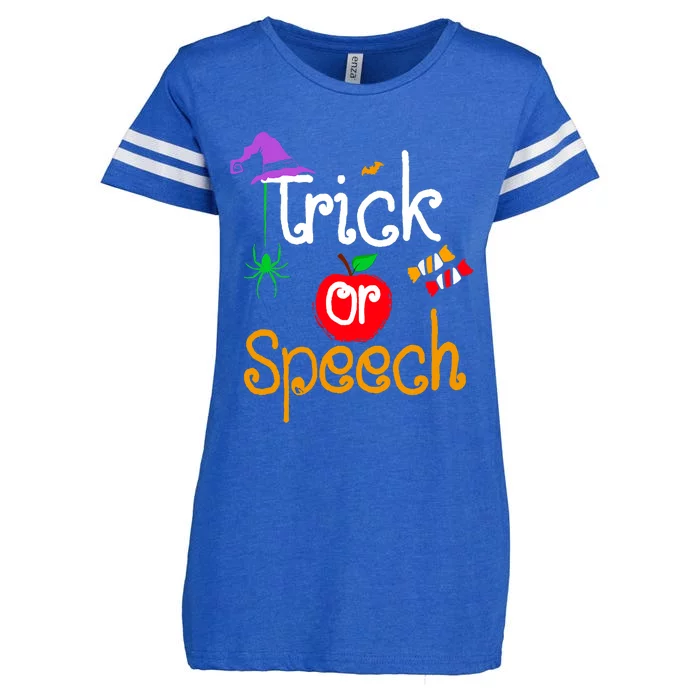 Tricks Or Speech Languages Teacher Halloween Costume Enza Ladies Jersey Football T-Shirt