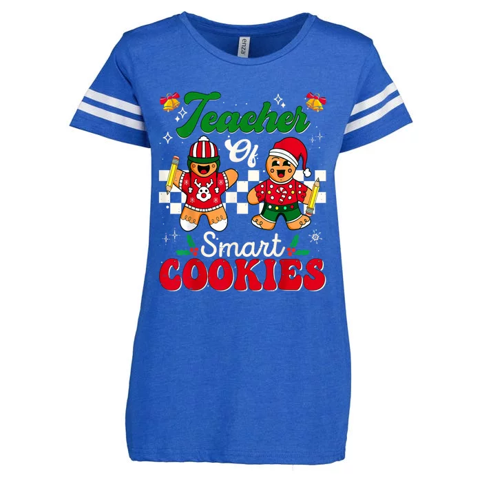 Teacher Of Smart Cookies Gingerbread Christmas Teachers Enza Ladies Jersey Football T-Shirt