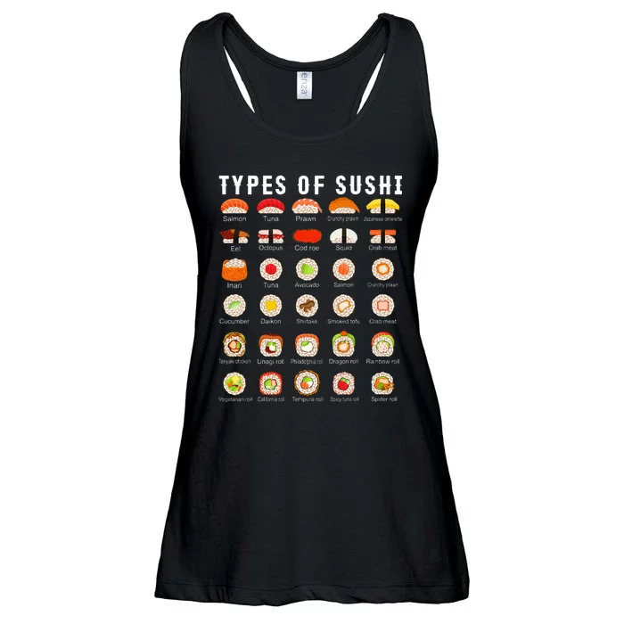 Types Of Sushi Sushi Nigiri Sashimi Salmon Ladies Essential Flowy Tank