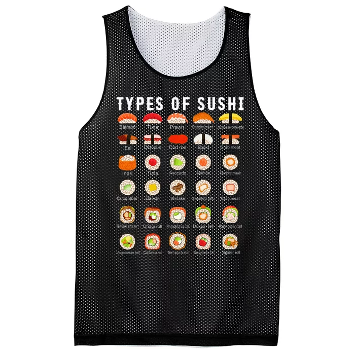 Types Of Sushi Sushi Nigiri Sashimi Salmon Mesh Reversible Basketball Jersey Tank