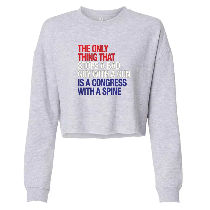 The Only Thing That Stops A Bad Guy With A Gun Is A Congress With A Spine Cropped Pullover Crew