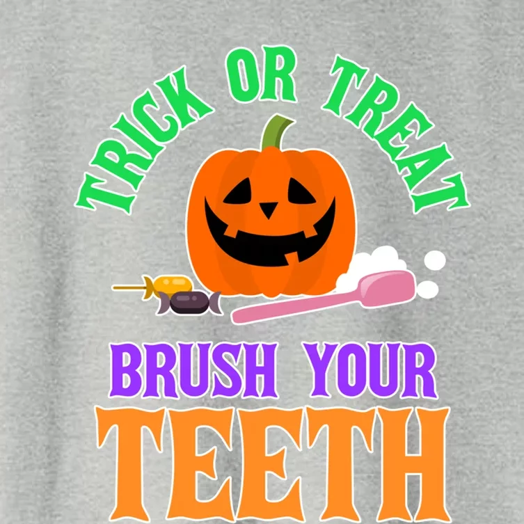 Trick Or Treat Brush Your Teeth Halloween Dentist Gift Women's Crop Top Tee