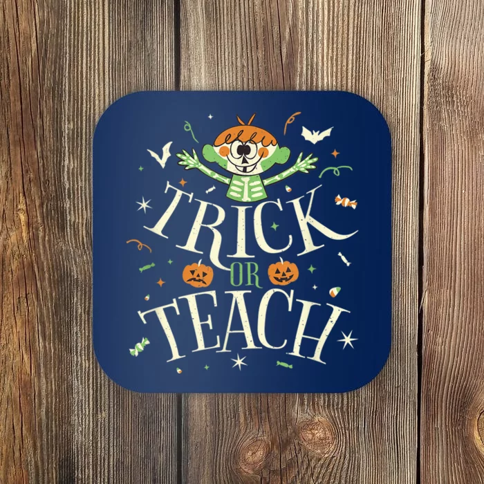 Trick Or Teach Funny Teacher Halloween Costume Coaster