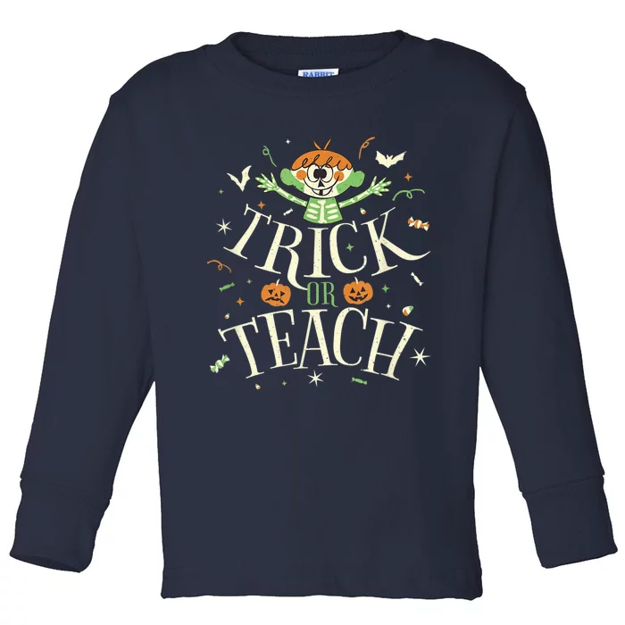 Trick Or Teach Funny Teacher Halloween Costume Toddler Long Sleeve Shirt