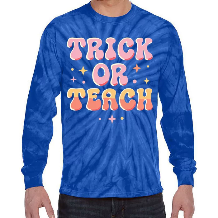 Trick Or Teach Halloween Teacher Education Fun Gift Tie-Dye Long Sleeve Shirt