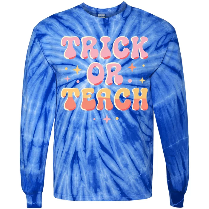 Trick Or Teach Halloween Teacher Education Fun Gift Tie-Dye Long Sleeve Shirt