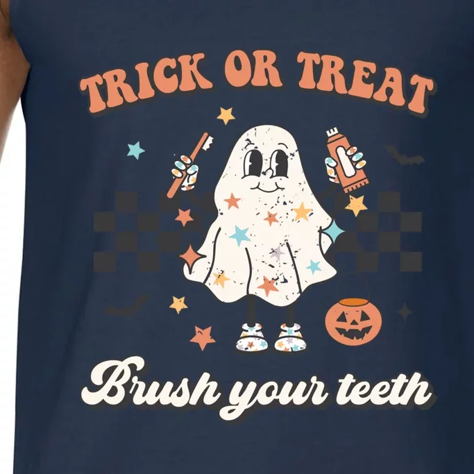 Trick Or Treat Brush Your Teeth Retro Halloween Cute Dentist Gift Comfort Colors® Tank Top