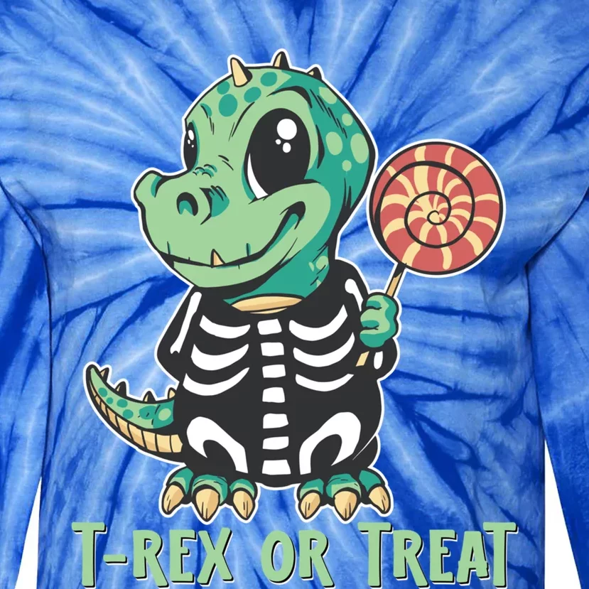 Trex Or Treat Funny Halloween Dinosaur Costume Adults Great Gift Tie-Dye Long Sleeve Shirt