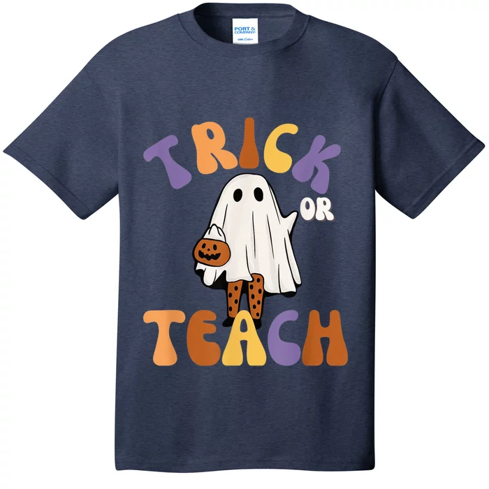 Trick or Teach Retro Groovy Halloween Cute Fun Ghost Teacher T-Shirt