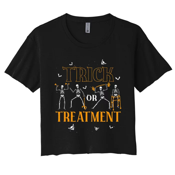 Trick Or Treatment Pt Physical Therapy Therapist Halloween Women's Crop Top Tee