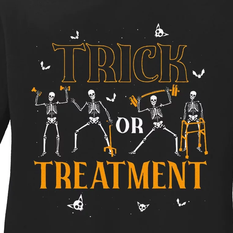 Trick Or Treatment Pt Physical Therapy Therapist Halloween Ladies Long Sleeve Shirt