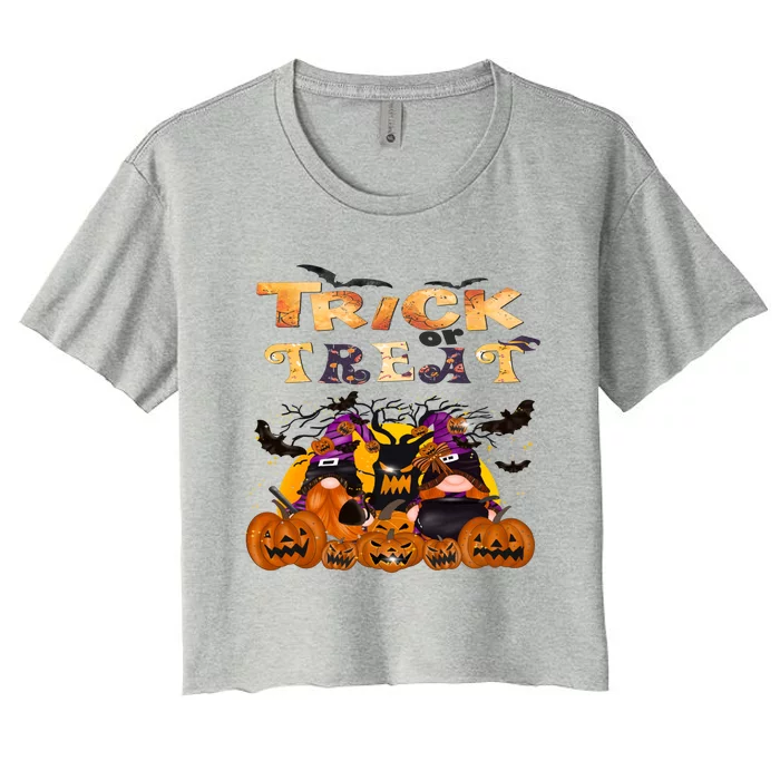 Trick Or Treat Cute Halloween Gnomes Cool Gift Women's Crop Top Tee