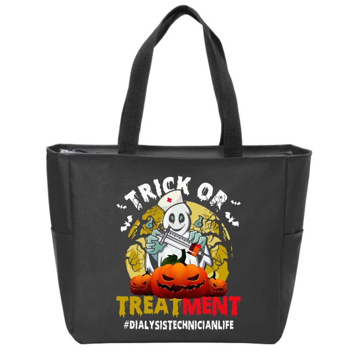 Trick Or Treatment Ghost Dialysis Technician Life Halloween Zip Tote Bag