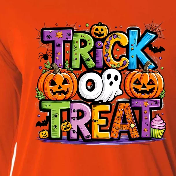 Trick Or Treat Halloween Cool Logo Cooling Performance Long Sleeve Crew