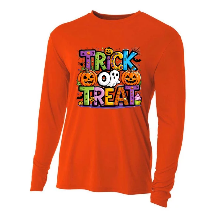 Trick Or Treat Halloween Cool Logo Cooling Performance Long Sleeve Crew