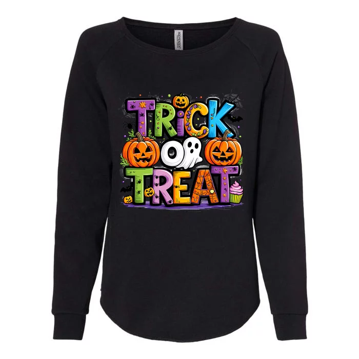 Trick Or Treat Halloween Cool Logo Womens California Wash Sweatshirt