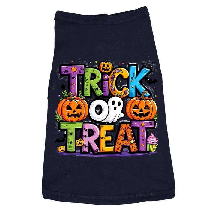 Trick Or Treat Halloween Cool Logo Doggie Tank