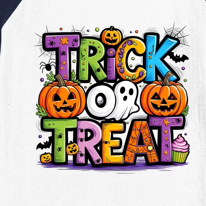 Trick Or Treat Halloween Cool Logo Baseball Sleeve Shirt