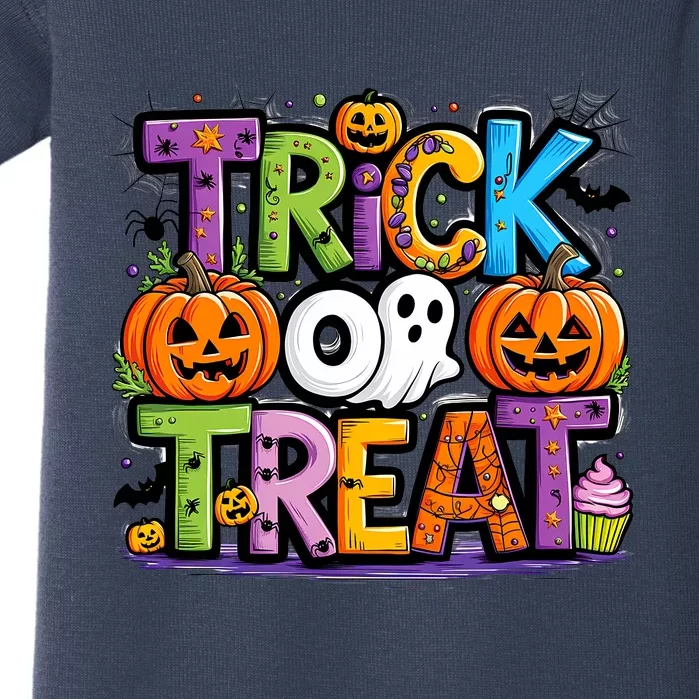 Trick Or Treat Halloween Cool Logo Baby Bodysuit