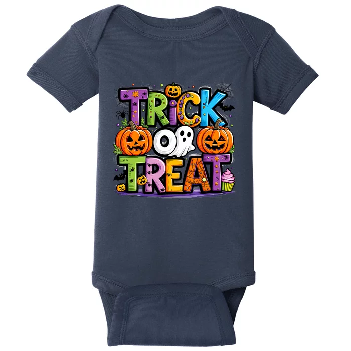 Trick Or Treat Halloween Cool Logo Baby Bodysuit