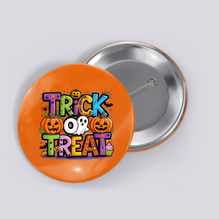 Trick Or Treat Halloween Cool Logo Button