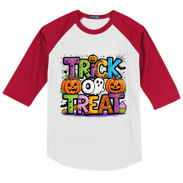 Trick Or Treat Halloween Cool Logo Kids Colorblock Raglan Jersey