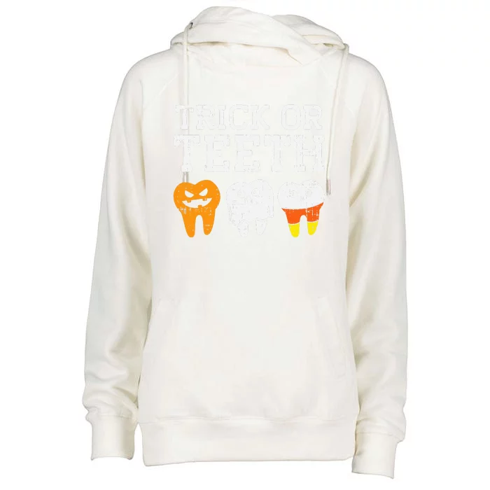 Trick Or Teeth Funny Dental Halloween Treat Dentist Gift Womens Funnel Neck Pullover Hood