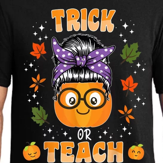 Trick Or Teach Pumpkin Halloween Teacher Wo  Costume Pajama Set