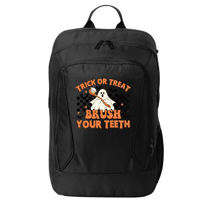 Trick Or Treat Brush Your Teeth Dental Halloween Ghosh Funny City Backpack