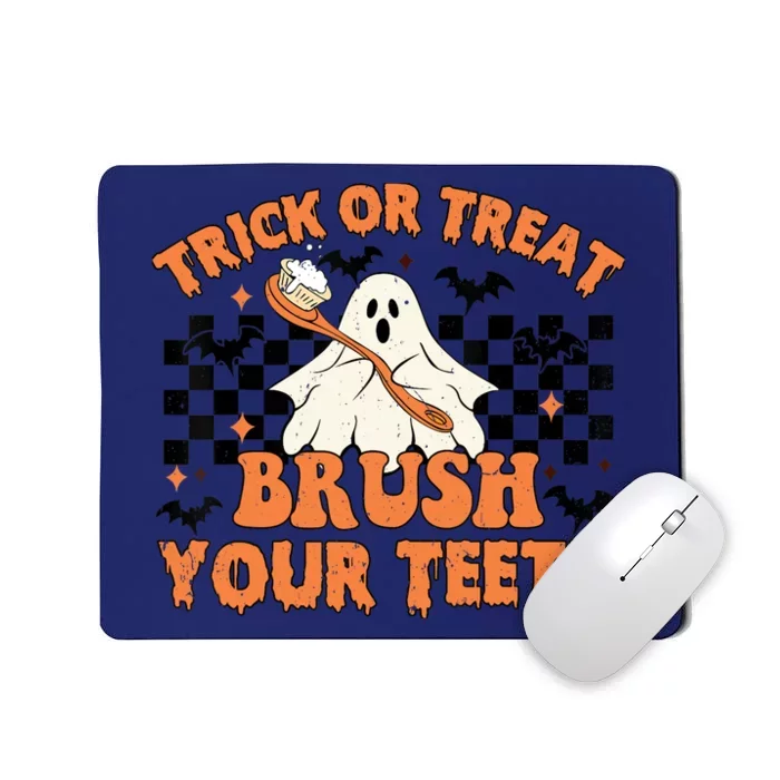 Trick Or Treat Brush Your Teeth Dental Halloween Ghosh Funny Mousepad