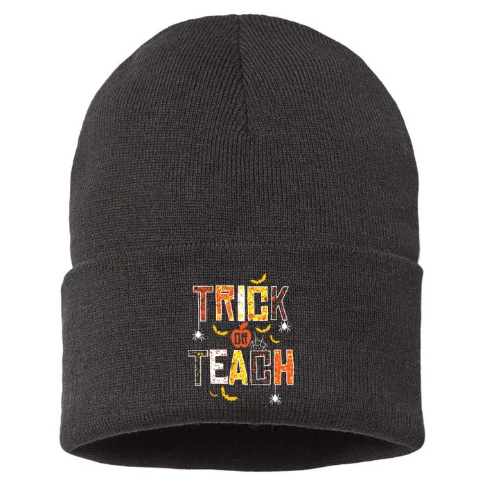 Trick Or Teach Retro Halloween Sustainable Knit Beanie