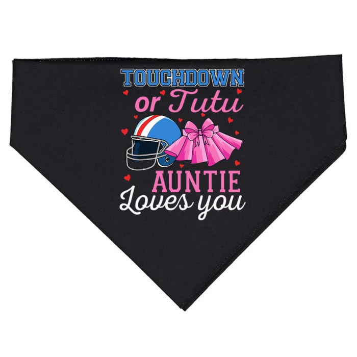 Touchdown Or Tutu Auntie Loves You Football Baby Shower USA-Made Doggie Bandana