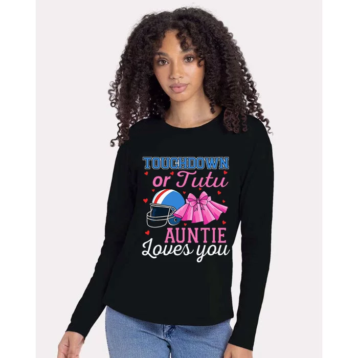 Touchdown Or Tutu Auntie Loves You Football Baby Shower Womens Cotton Relaxed Long Sleeve T-Shirt