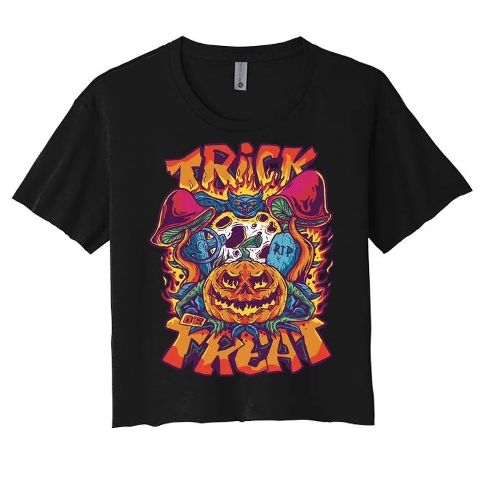 Trick Or Treat Unique Women's Crop Top Tee