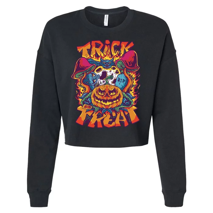 Trick Or Treat Unique Cropped Pullover Crew