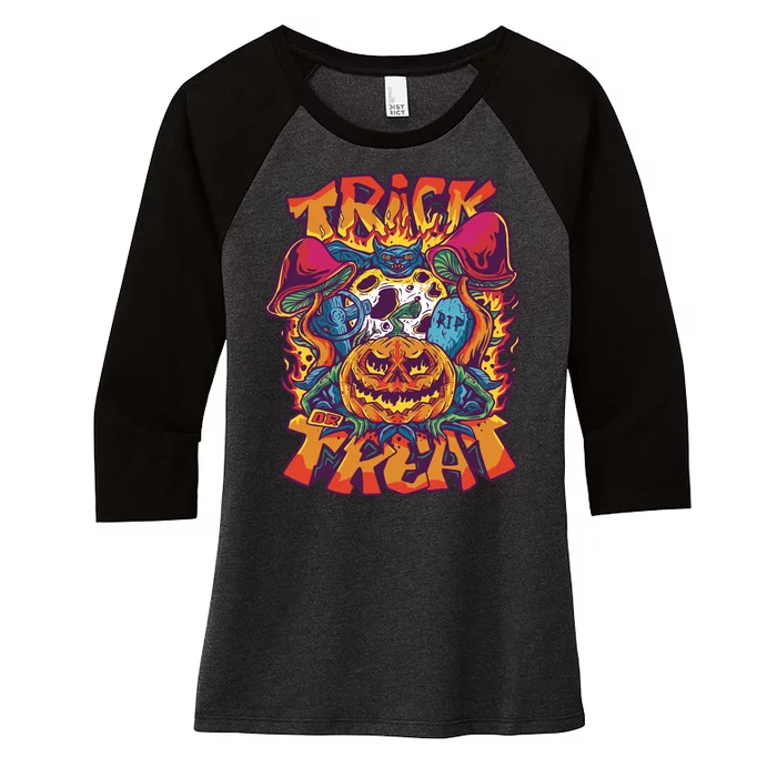 Trick Or Treat Unique Women's Tri-Blend 3/4-Sleeve Raglan Shirt