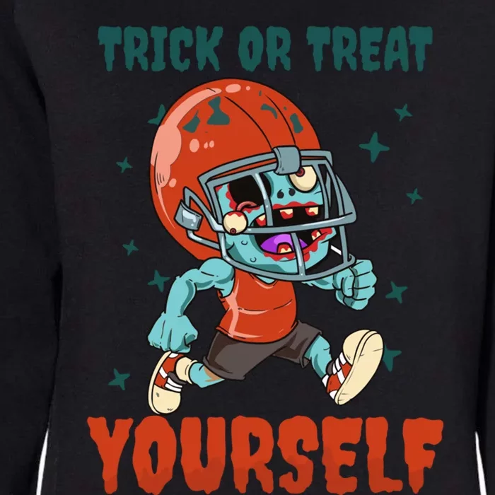 Trick Or Treat Yours Design Halloween Football Gift Womens California Wash Sweatshirt