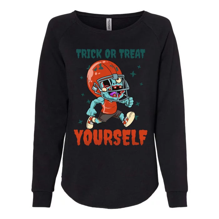 Trick Or Treat Yours Design Halloween Football Gift Womens California Wash Sweatshirt