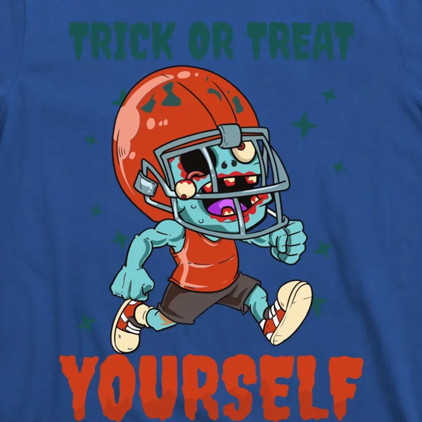 Trick Or Treat Yours Design Halloween Football Gift T-Shirt