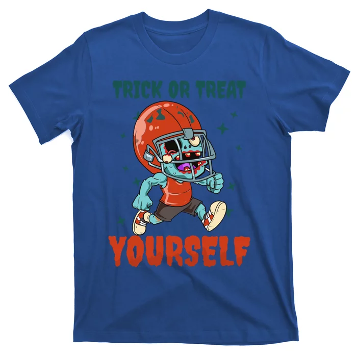 Trick Or Treat Yours Design Halloween Football Gift T-Shirt