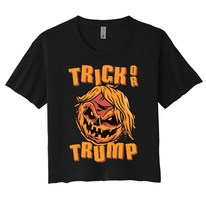 Trick Or Trump Funny Halloween Women's Crop Top Tee