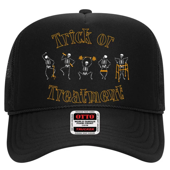 Trick Or Treatment Pt Physical Therapy Therapist Halloween High Crown Mesh Trucker Hat