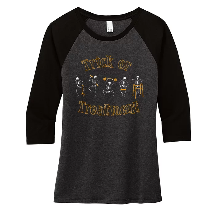 Trick Or Treatment Pt Physical Therapy Therapist Halloween Women's Tri-Blend 3/4-Sleeve Raglan Shirt