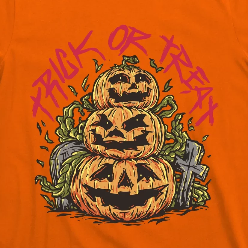 Trick Or Treat Three Pumpkin Design T-Shirt